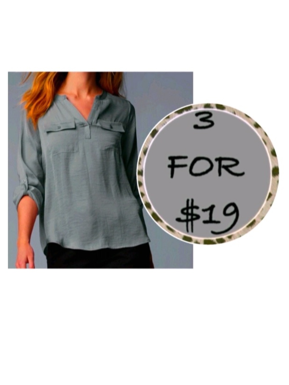 3/$19 Ashley Stewart Henley blouse tunic top